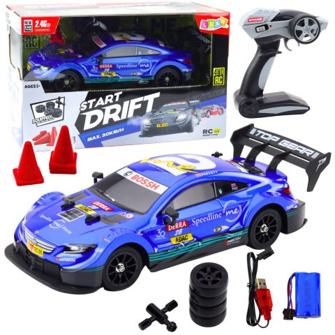 Samochód Wyścigowy Auto Do Driftu RC Niebieskie 30km/h 1:16 LEAN Toys