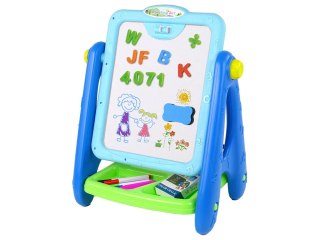 Tablica Edukacyjna 2 w 1 Niebieska Kredy Pisaki LEAN Toys
