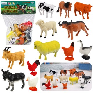 Zestaw Figurki Zwierzęta Gospodarskie Domowe Farma 12 szt. LEAN Toys