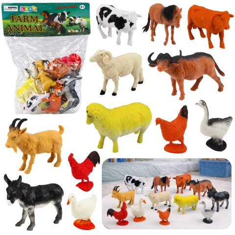 Zestaw Figurki Zwierzęta Gospodarskie Domowe Farma 12 szt. LEAN Toys