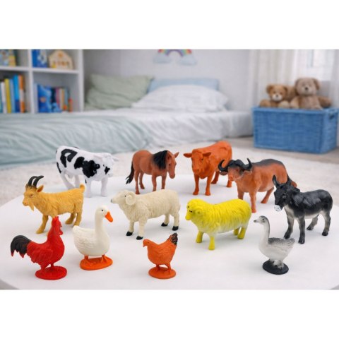 Zestaw Figurki Zwierzęta Gospodarskie Domowe Farma 12 szt. LEAN Toys