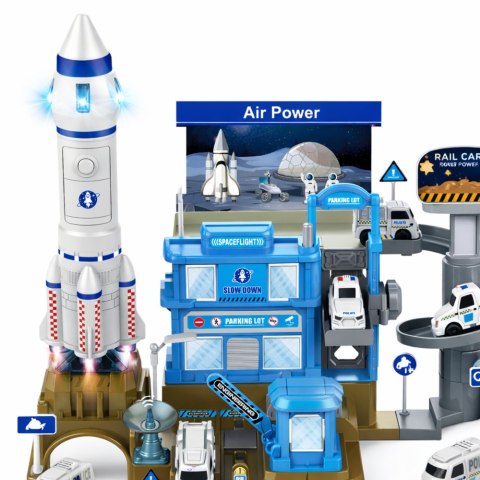 Kosmiczna Stacja Interaktywna Parking Rakieta Światła Dźwięki LEAN Toys