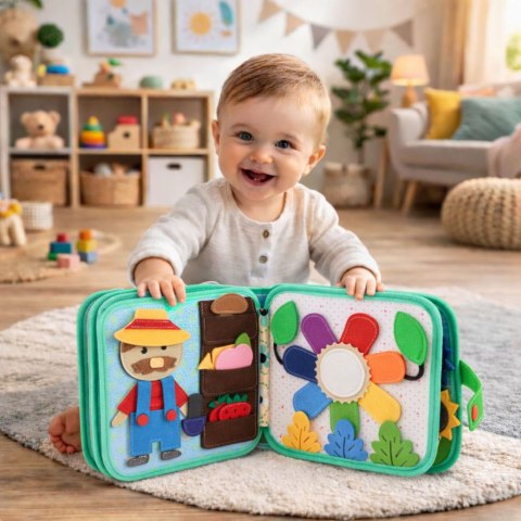 Książeczka Edukacyjna Sensoryczna Filcowa 3D Zwierzęta Domowe Krowa