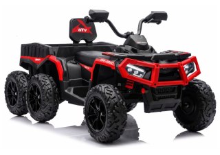 Quad Na Akumulator ATV 6 Kół Z Przyczepką JC606 24V 4x4 Czerwony LEAN CARS