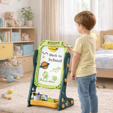 Tablica Dwustronna Magnetyczna Kredowa Suchościeralna Zielona 52 el. LEAN Toys