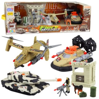 Zestaw Militarny Wojskowy Helikopter Czołg Poduszkowiec Żołnierz Baza LEAN Toys