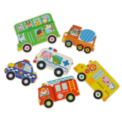Puzzle dla dzieci układanka w puszce pojazdy 30 puzzli 6 obrazków Kik Sp. z o. o. Sp. k.
