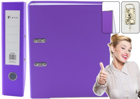 Segregator Na Dokumenty A4/75mm Okucie Mechanizm Dźwigniowy Purpurowy LEAN