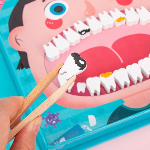 Drewniany Zestaw Małego Dentysty Książka Magnetyczna Zęby Narzędzia LEAN Toys