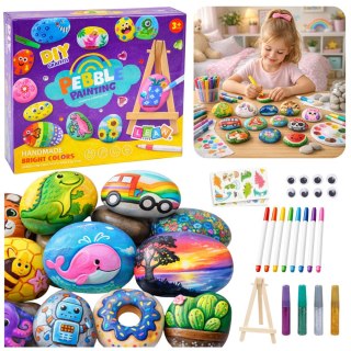Zestaw Kreatywny DIY Malowanie Kamieni Pisaki Kleje Brokatowe LEAN Toys