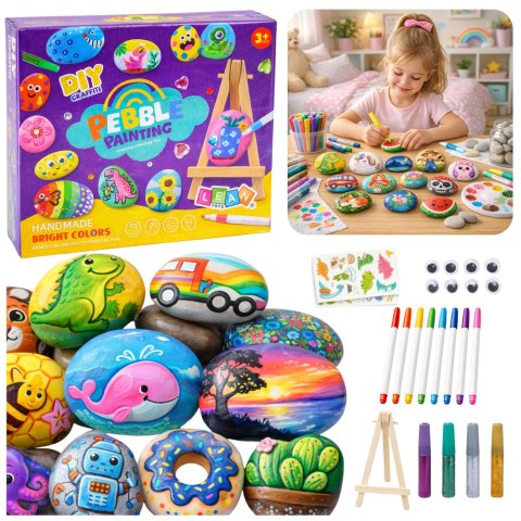 Zestaw Kreatywny DIY Malowanie Kamieni Pisaki Kleje Brokatowe LEAN Toys
