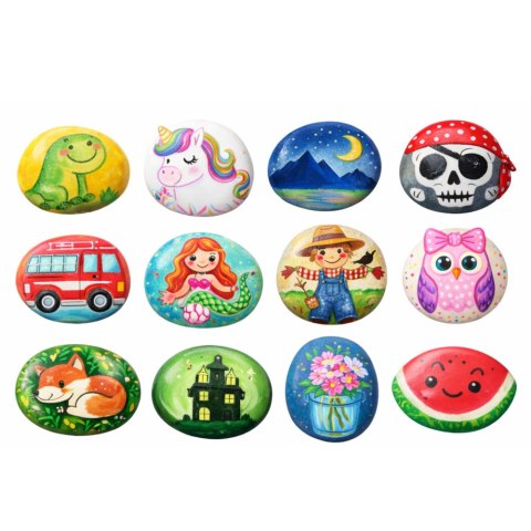 Zestaw Kreatywny DIY Malowanie Kamieni Pisaki Kleje Brokatowe LEAN Toys