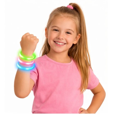 Bransoletki Opaski Fluorescencyjne Świecące W Ciemności Neon Stick 3 szt. LEAN TOYS