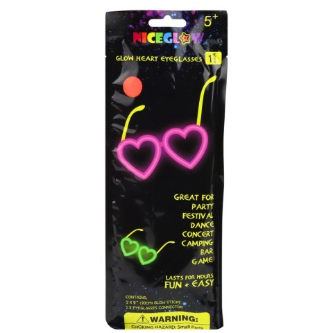 Okulary Fluorescencyjne Serca Świecące W Ciemności Stick Neon Czerwone LEAN TOYS