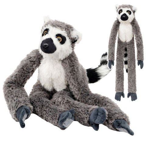 Pluszowa Maskotka Przytulanka Lemur Z Rzepami Do Zawieszenia Szary 35cm