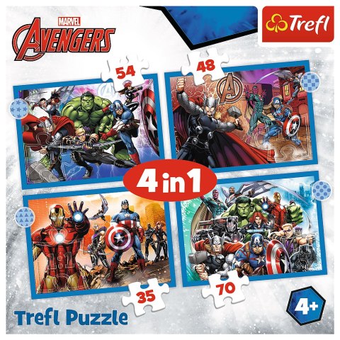 Puzzle - 4w1 (25, 48, 50, 70) - Odważni Avengersi - Trefl 34386