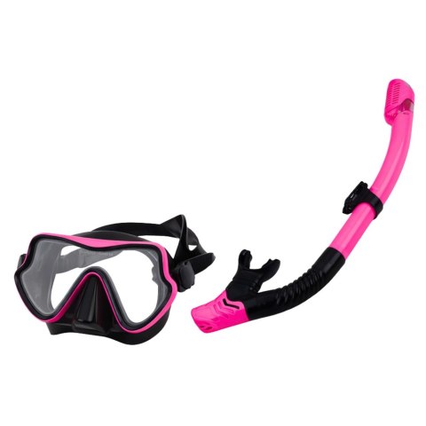 Zestaw Do Nurkowania Snorkelingu Płetwy Okulary Fajka Czarno-Różowy S/M