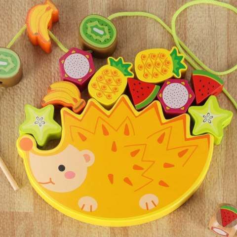 Gra zręcznościowa montessori układanka balansująca klocki drewniane jeż nawlekane owoce Kik Sp. z o. o. Sp. k.