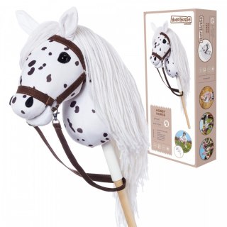 Koń na kiju Hobby Horse HOPPIHORSE A3 Leopard - biały, maść tarantowata Tootiny