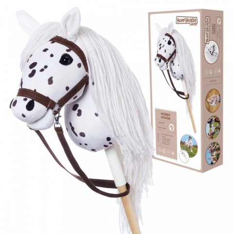 Koń na kiju Hobby Horse HOPPIHORSE A3 Leopard - biały, maść tarantowata Tootiny