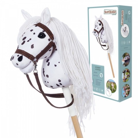 Koń na kiju Hobby Horse HOPPIHORSE A4 Leopard - biały, maść tarantowata Tootiny