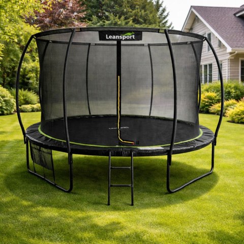Trampolina Ogrodowa LEAN Z Siatką Wewnętrzną Czarno-Zielona 427CM 14FT