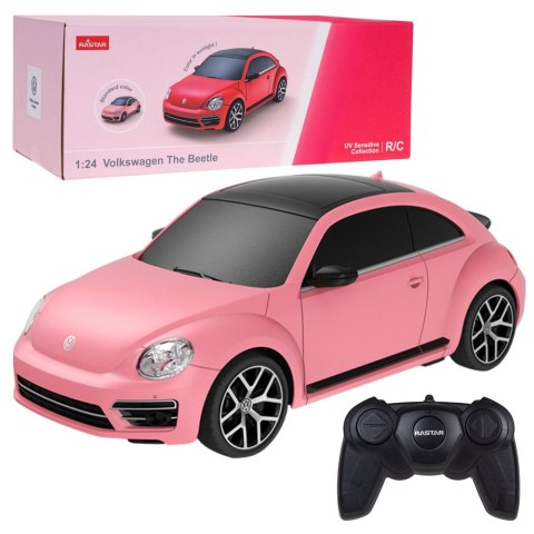 Auto Volkswagen Beetle UV Sensitive Zdalnie Sterowane RC Różowe Rastar 1:24