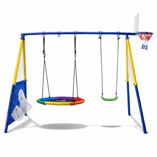 Plac Zabaw Ogrodowy Dla Dzieci Bocianie Gniazdo Huśtawka Kosz Do Gry 4w1