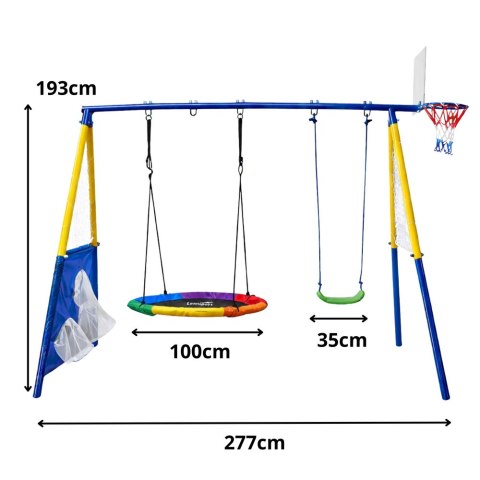 Plac Zabaw Ogrodowy Dla Dzieci Bocianie Gniazdo Huśtawka Kosz Do Gry 4w1