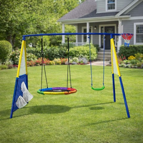 Plac Zabaw Ogrodowy Dla Dzieci Bocianie Gniazdo Huśtawka Kosz Do Gry 4w1