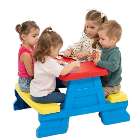 Zestaw Stolik Ogrodowy z Ławeczkami Dla Dzieci Dorex Niebieski 5067