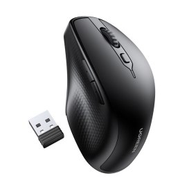 Cicha ergonomiczna myszka komputerowa bezprzewodowa 2x AA - czarna UGREEN