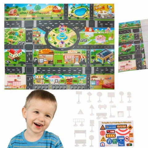 Mata edukacyjna do zabawy miasto ulica + znaki drogowe wodoodporna kolorowa 130x100cm Kik Sp. z o. o. Sp. k.