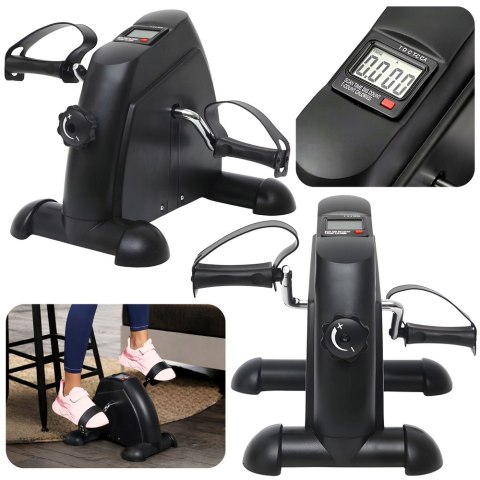 Mini Rowerek Treningowy Rotor Rehabilitacyjny 2w1 Wyświetlacz LCD Czarny