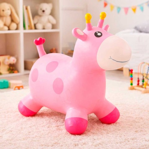 Skoczek dla dzieci do skakania z pompką gumowy różowa żyrafa Kik Sp. z o. o. Sp. k.