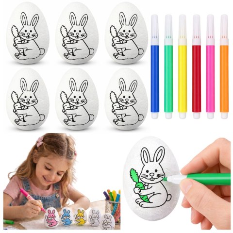 Jajka Wielkanocne Styropianowe Do Malowania Pisaki Wzór Zając A 6szt
