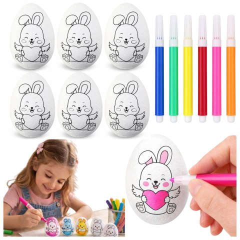 Jajka Wielkanocne Styropianowe Do Malowania Pisaki Wzór Zając E 6szt