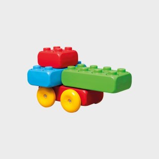 Klocki budowlane "cegły" Marioinex + 2 kółka, 30 elementów