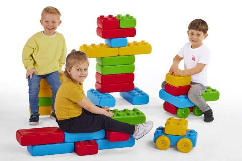 Klocki budowlane "cegły" Marioinex + 2 kółka, 30 elementów