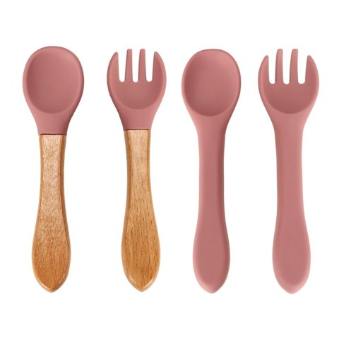 Naczynia silikonowe dla dzieci wiewiórka zestaw 9 elementów ciemny różowy Kik Sp. z o. o. Sp. k.