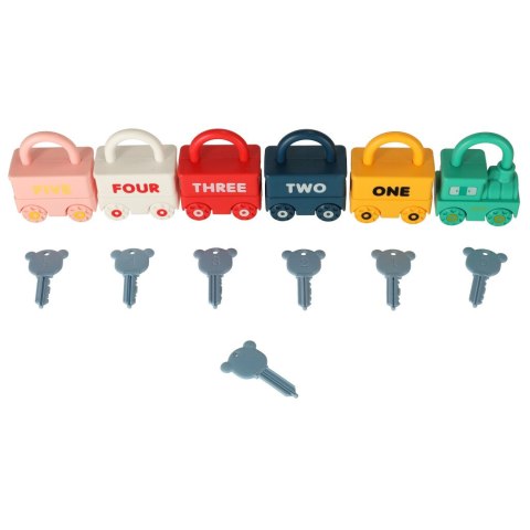 Zabawka edukacyjna pociąg wagoniki kłódki wagony kluczyki 13 elementów Kik Sp. z o. o. Sp. k.