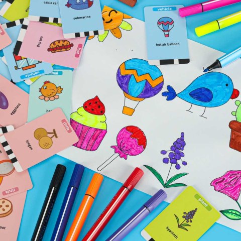 Zabawka interaktywna edukacyjna robot nauka rysowania fiszki mazaki pomarańczowy Kik Sp. z o. o. Sp. k.