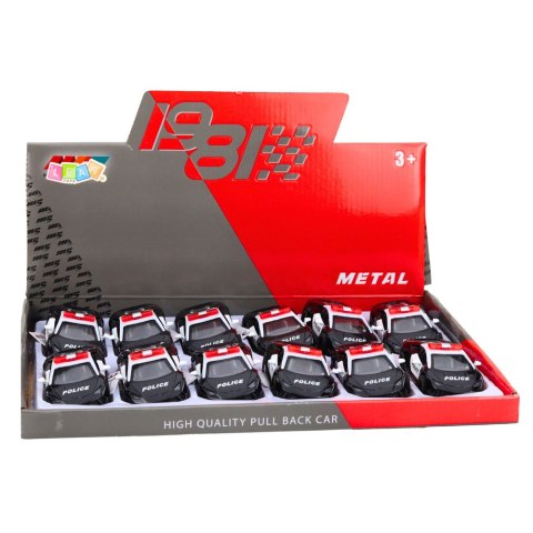 Autko Policyjne Sportowe Samochód Z Napędem Metalowy Pull-Back Czarny 1:43