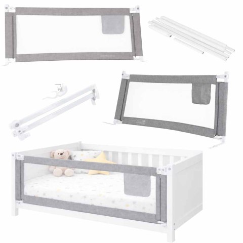 Barierka do łóżka ochronna zabezpieczenie blokada osłona 140cm szara Kik Sp. z o. o. Sp. k.