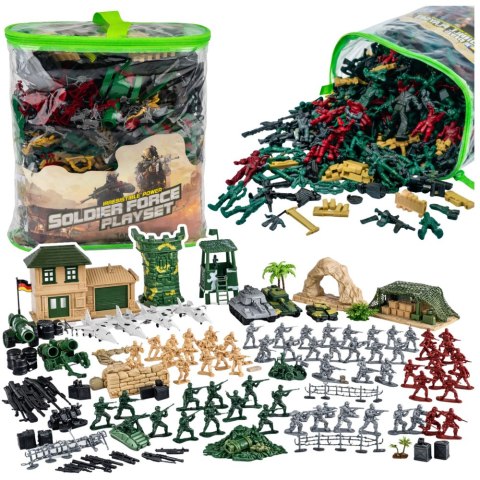 Baza Wojskowa Figurki Żołnierzyki Pojazdy Duży Zestaw Militarny 300 el.