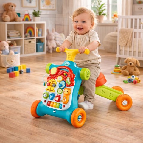 Chodzik Pchacz Hulajnoga Stolik Edukacyjny Panel Interaktywny 5w1 Kolorowy