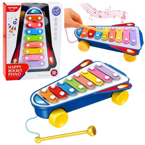 Cymbałki Dla Dzieci Rakieta Na Kółkach Statek Kosmiczny Pałeczka Niebieski