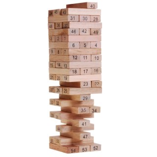 Gra Zręcznościowa Rodzinna Drewniana Układanka Wieża Liczby Zręczność