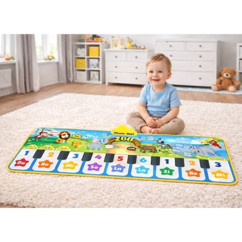 Mata Taneczna Interaktywna Pianinko Zwierzęta ZOO 10 Melodii 126 cm