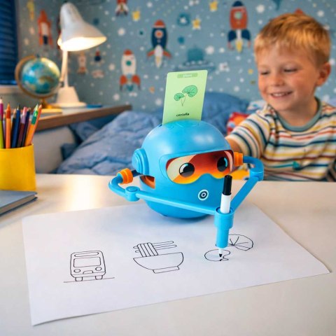 Zabawka interaktywna edukacyjna robot nauka rysowania fiszki mazaki niebieski Kik Sp. z o. o. Sp. k.